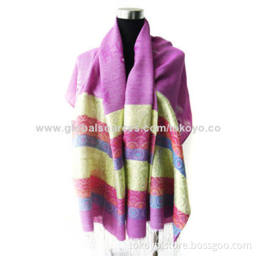 Jacquard scarf with circle pattern, more different weaving structure, 180*70+1.5cm